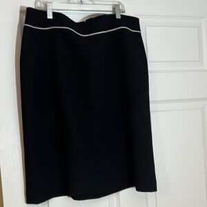 Le Suit Black Pencil Skirt with White Accent